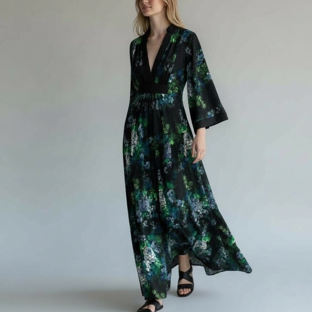 Vintage 60’s Marjorie Hamilton Floral Caftan Dress